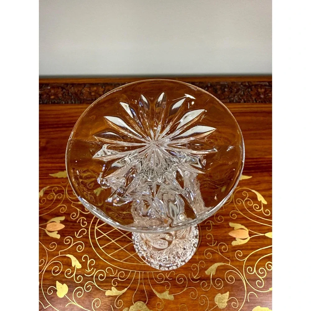 Vintage Hofbauer Byrdes Lead Crystal Bud Vase • Etched Bird Pedestal Vase